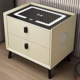 FaIruo Smart Nightt -Tisch -Nebentisch Mit Ladestation Smart Nachttisch Mit Drahtloser Ladung, Lautsprechern, Led -Licht, Fingerabdruckeinschaltung, Moderner Nachttisch Für Schlafzimmer, Schlafzimmer