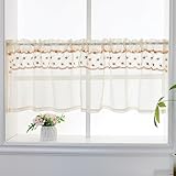 choicehot Bestickte-Scheibengardinen-Voile-Vorhänge mit Kleine Spitze Gardinen Landhaus Bistrogardine Weich Kurze Fenstervorhang für Küche Wohnzimmer 1 Stück 150x50cm