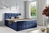 Generisch Bett CHARLOTE Doppelbett Boxspringbett im Schlafzimmer Bettkästen Bonell-Matratze (Marineblau- Fancy 79, 180x200)