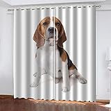 BONDIJ Vorhänge Blickdicht Verdunkelungsvorhang Gardinen Mit Ösen 220X264cm(HxB) 2Er Set 3D Tierhundedruck Druck Schlafzimmer Wohnzimmer Fensterdekoration Schallschutz Vorhang