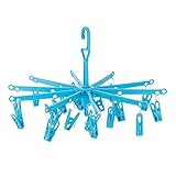 Hangerworld Blaue Kunststoff Mini Wäschespinne mit 20 Klammern Clips für Socke Unterwäsche