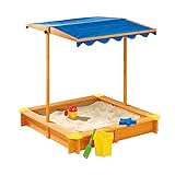 Junior Sandkasten mit Dach Fichtenholz Sandbox mit Dach Wetterfest Spielkasten
