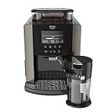 Krups EA819E Arabica Latte Quattro Force Kaffeevollautomat | 1450 Watt | Wassertankkapazität: 1,7 Liter | Pumpendruck: 15 bar | LCD-Display | Platin-schwarz