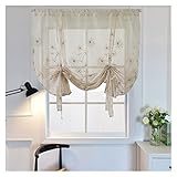 Transparent Schlaufenrollo Vorhänge Haushalt bestickter Vorhang transluzente römische Farbtöne Home dekorative Florale Gaze Türvorhang for Schlafzimmer (Color : Gold, Size : 60x120cm)