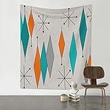 Mid Century Geometrischer dekorativer Wandteppich (vertikal), Größe: 152,4 x 129,5 cm, Innen- und Außendekoration, Tischdecke, Sofabezug