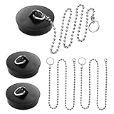 Universal Ventilstopfen, 3 Stücke Gummi Stöpsel, Abflussstopfen für Waschbecken, Wanne, Spülen(Schwarz)