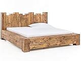 Woodkings Holzbett 180x200 Kingsburgh massives Doppelbett recycelte Pinie rustikal Schlafzimmer Massivholz Design Ehebett Balkenbett Naturmöbel Echtholzmöbel günstig