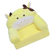 Pwshymi Klappbares Kindersofa / Stuhl, gelbe Kuh für Kinder, bequem, zum Aufklappen, leicht zu reinigen, Stoffschwamm für Zuhause, 2 Etagen