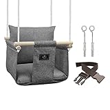 NATILU® Babyschaukel Set Indoor Outdoor | Silver | Schaukel | Kinderschaukel | Kindergartenschaukel | Kleinkindschaukel | Holzschaukel | Schaukelsitz | Swing ab 6M+ für Zuhause, Garten