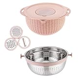 BESTonZON 1 Set 7 Stück Abflusskorb Reibe Obstsieb Obstschneider Edelstahl-Sieb Obstwaschsieb Küchensieb Schüssel Gemüseschneider Schüssel Abflussschneider Korb Filter Geschenk