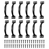 DOITOOL Schwarze Schrankknöpfe, Metallgriff, 10 Stück, Bildschirmtür, gebogene Schrankgriffe, Scheunentürgriff, Schrankgriff, Metalltürgriff für Küche, Möbel, Schranktür, schwarz, schwarz