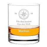 Whisky Glas 315 ml Volumen mit Wunschgravur für Opa - geeignet für Scotch, Bourbon und Rum - das Trinkglas für echten Genuss - Geburtstagsgeschenk für Großvater - als Deko-Idee geeignet