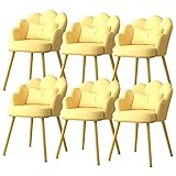 Modern 6, mit Metallstuhlbeinen, Leder, für Küche, Schlafzimmer, Ehezimmer, Balkon, Sofa, Stuhl, Schminktisch, Make-up-Stuhl (Farbe: Bohnenpaste)