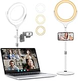 Ringlicht Ringleuchte Laptop mit Stativ Handy,Evershop Lichtring LED Ringlight Schreibtisch Tisch Ringlampe Videokonferenz Selfie Licht für Foto Video Make up und Schönheit Streaming Zoom Meeting