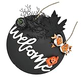 GLSTOY Kranz Halloween-Girlande Deko-Kleiderbügel Aus Holz Zum Dekorieren Von Halloween-Türkranz Happy Halloween-Willkommensschild Halloween-Veranda-Schild