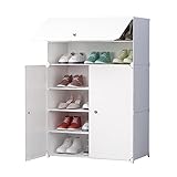 NUKied schuhschrank,schuhregal hoch,Tragbare Schuhaufbewahrung Regal, Staubdichtes Schuhschrank,Modulares Kabinett-Fach für Platzeinsparung,Schuhe Hausschuhe Aufbewahrungsbox,61cm* 31cm* 93cm,Weiß