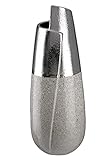 GILDE Dekovase - Keramik Vase mit Cut - Deko Wohnzimmer Geschenk für Frauen Geburtstag Muttertag - Farbe: Silber grauHöhe 37,5 cm