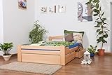 Einzelbett/Funktionsbett 'Easy Premium Line' K4, inkl. 2 Schubladen und 1 Abdeckblende, 140 x 200 cm Buche Vollholz massiv Natur