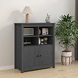 Youuihom Küchenschränke, Bodenschränke, Freistehende Schränke, Geeignet für Wohnzimmer, Schlafzimmer, Küche oder Bad, Sideboard Grau 83x41,5x100 cm Massivholz Kiefer