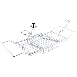 Badewannenablage, Edelstahl-Duschablage, Erweiterbare Badewannenablage, Tischablage, Bad-Organizer für Dusche, Badewanne, Telefon, IPad, Buchhalter, Kerzenhalter