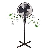 Echos Standventilator Ø41 cm | 3 Stufen | Oszillierend | 40 Watt | Leiser Betrieb | Ventilator | Turmventilator | Luftkühler | 180° Rotation | Bodenventilator | Stand Fan