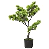 Festnight Künstlicher Bonsai Kiefer-Bonsai Dekorative Kunstpflanze Pinus mit Topf 60 cm Grün