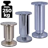 4er SET Möbelfüße Sofafuß Möbelbeine| EDELSTAHL OPTIK gebürstet | Höhe 25 cm |Ø 38 mm|stabile Ausführung|Sofa Bett Schrank Couch von STAHLIA®