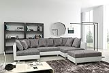 Küchen-Preisbombe Sofa Couch Ecksofa Eckcouch in Weiss/hellgrau Eckcouch mit Hocker - Minsk XXL