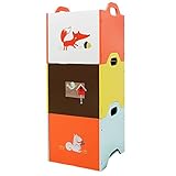 labebe aufbewahrungsbox Kinder, Baby spielzeugkiste Holz, spielkiste stapelbar klein, kiste spielzeugbox, aufbewahrungsregal Deckel Geburtstagsgeschenk - 30x30x30cm(orange,gelber,Blauer)