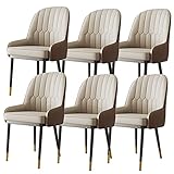 Küche 6, Kohlenstoffstahl-Metallbeine, Wohnzimmer-Akzentsessel, modernes PU-Leder, hohe Rückenlehne, gepolsterter weicher Sitz (Farbe: Grau)