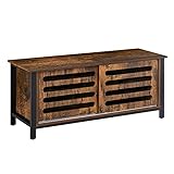 HOMCOM TV Schrank Fernsehschrank Fernsehtisch TV Lowboard Kommode für Fernseher Kleiner als 50' mit 2 Türen Regal Industriedesign Wohnzimmer Schlafzimmer Metall Rustikal-Braun 120 x 42 x 52 cm