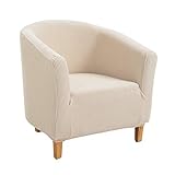 Sesselschoner Sesselüberwurf Sesselhusse Sesselbezug Jacquard Elastisch Stretch Sofahusse Husse Für Cafe Stuhl Sessel Clubsessel Loungesessel Cocktailsessel (Beige)