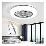 SEYFI Deckenventilator Mit Lichtern Minimalistischer Deckenventilator Mit Hellem Ultra-Dünn Geschlossenen Deckenventilatorbeleuchtung Mit Fernbedienung Nordic Round Deckenventilator Leuchten/Weiss