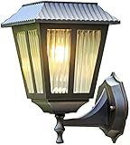 TEmkin Retro-Wandlampe mit klarem, geripptem Glas, für den Außenbereich, wasserdicht, rostfarben, Gartenleuchte, Lampenleuchter, Wandleuchten, Beleuchtungskörper, Woh