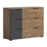 Stella Trading LINEA Moderne Schlafzimmer Kommode in Bartex Eiche Optik, Graphit - stilvolles & ausdrucksstarkes Sideboard für Ihr Schlafzimmer - 120 x 89 x 40 cm (B/H/T)