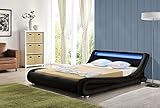 Polsterbett Bett 160x200cm Gästebett Jugendbett Luxus Bett Led Bett Designer Bett Lederbett Bett mit hohem Kopfteil Jugend Bett mit Beleuchtung Bettgestell mit Lattenrost Doppelbett Ehebett Luxusbett