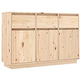 vidaXL Sideboard 3 Schubladen 6 Fächer Kommode Anrichte Schrank Beistellschrank Mehrzweckschrank Standschrank 110x34x75cm Massivholz Kiefer