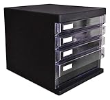 TUBBEK Aktenschrank Desktop Dokumentenhalter Schwarz Büro Aktenschrank 4 Schubladen Büroschrank Aktenschrank zur Aufbewahrung von Dokumenten