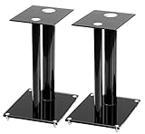 Pronomic SLS-28B Hifi/Studio Lautsprecher Stative (Lautsprecherständer, Boxenstativ, Höhe 47 cm, Glasplatten, Alurohre, Spikefüße) schwarz