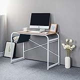 Kleiner Schreibtisch für Zuhause, Computertisch, Schreibtisch, Laptoptisch mit Aufbewahrungstasche und Kopfhörerhaken für kleine Räume, einfache Arbeitstische für Schlafzimmer, Zuhause, Büro