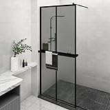MATTUI Möbel Walk-in Duschwand mit Ablage schwarz 90x195cm ESG Glas&Aluminium