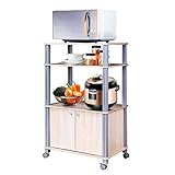 COSTWAY Küchenregal für Mikrowelle, Mikrowellenregal auf Rollen, Standregal Küche, Küchenwagen Beistellwagen Haushaltsregal (Hellbraun)