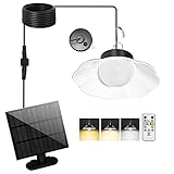 Solarlampen für Außen, 5M Kabel Solar Hängelampen für Außen/Innen mit Timing/Dämmerungssensor, 920LM/3 Farbtemperatur Solarlampe Hängend mit Fernbedienung IP65 Wasserdicht für Garten/Balkon/Terrasse