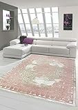 Merinos Wohnzimmerteppich mit Ornamenten Teppich Vintage in Rosa Beige Creme Größe 200 x 290 cm