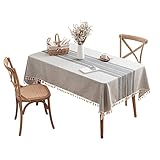 QOOEEDDS Elegante und Pflegeleichte Tischdecke für das Valentinstag Dinner. Zubehör für die Esstischdekoration aus rostfreiem Polyester, grau,1, 135 * 300cm