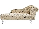 Beliani Retro Chaiselongue beige rechtsseitig Polyester Druckstoff Nimes