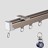 Vorhangschienen, Aluminium-Vorhang-Doppelschienen-Set, Deckenschiene, Robuste Raumteiler Gardinenstange, Für Räume Von 100-600cm, Mit Installationsmaterial (Color : Champagne-2, Size : 400cm/13.1ft