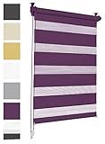 Doppelrollo Klemmfix ohne Bohren 75cm x 150cm Lila Duo Rollo Klemmrollo Sonnenschutzrollo Fensterrollo für Fenster & Türen Zebrarollo Seitenzugrollo