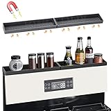 Bworppy Silicone Magnetische Kookplaat, Kruidenrek voor fornuis, Silicone kruidenrekjes, Non-Slip Hittebestendige Vaatwasser Veilige Stove Cruets Plank, 30' Kruidenrek voor Keuken Oven-Donkergrijs