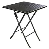 Nexos Tisch in Rattan-Optik Balkontisch Gartentisch Klapptisch schwarz 61 x 61 x 75 cm eckig Campingtisch Kunststoff robust stabil wetterfest pflegeleicht klappbar